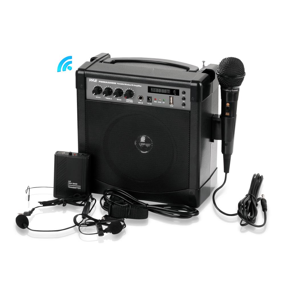 Pyle PWMA220BM   Bluetooth Compact & Wireless Microphone PA Speaker System, Wired Handheld Mic