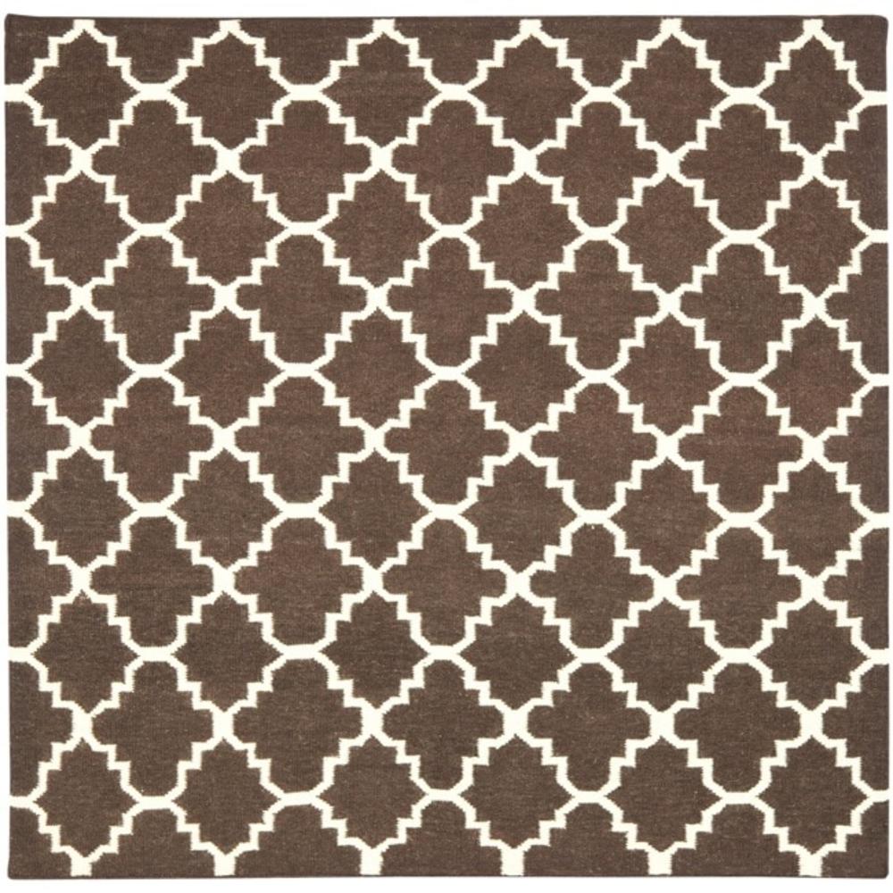 Safavieh  Dhurries Brown and Ivory Square: 6 Ft. In. x 6 Ft. In. Area Rug 6 ft.