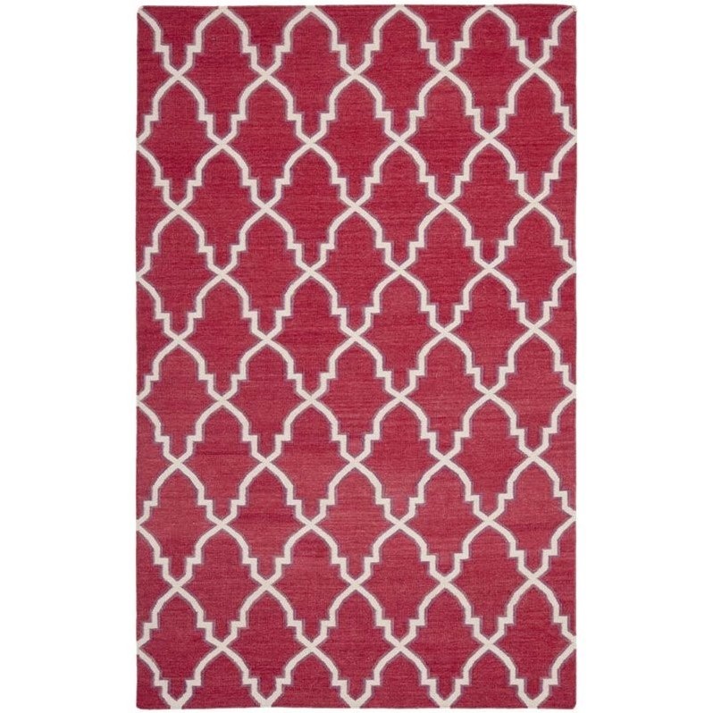 Safavieh  DHU564A Dhurries Red and Ivory Area Rug