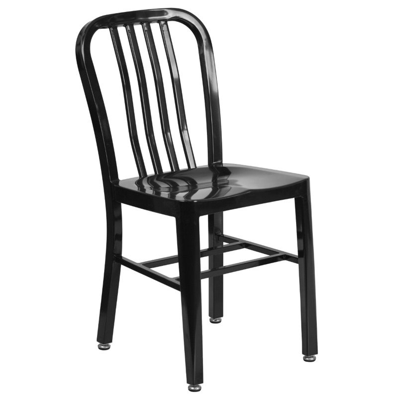 Flash Furniture Metal Indoor-Outdoor Chair Black