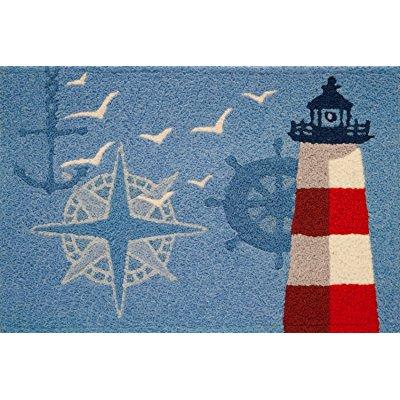 Jellybean Ocean Outpost Red White Lighthouse Compass Anchor Accent Rug 21 X 33"