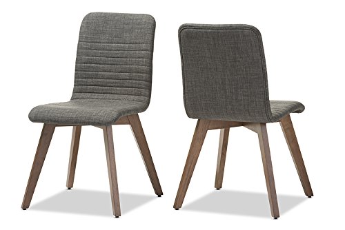 Baxton Studio Sugar Mid-century Retro Modern Scandinavian Style Fabric Upholstered Walnut Wood Finishing Dining Chairs (Set of 2