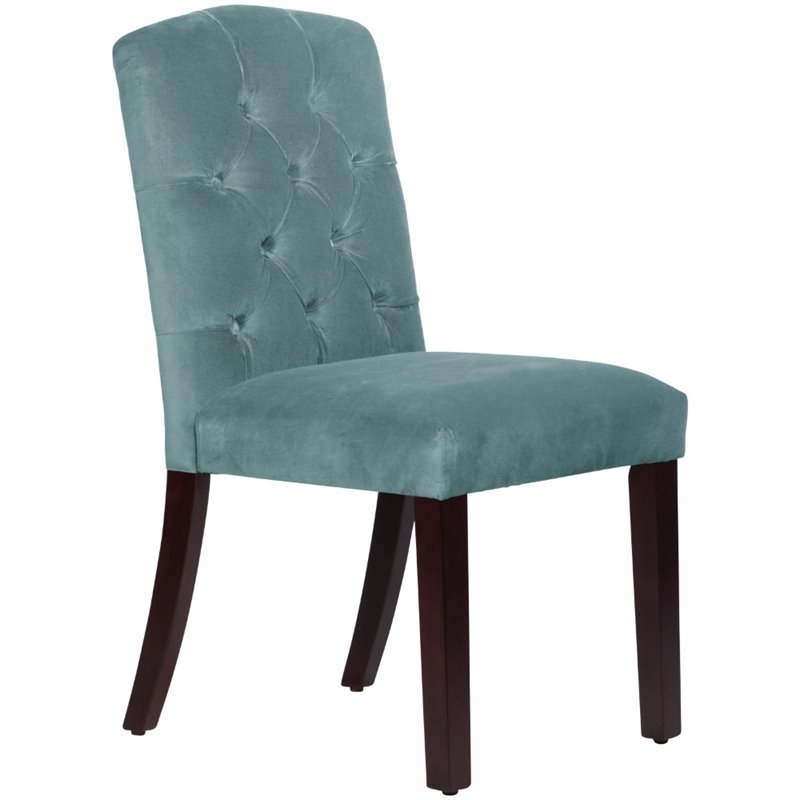 Skyline Furniture  Tufted Dining Chair in Regal Velvet Colonial blue