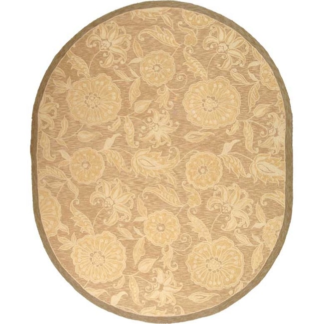 Safavieh  Chelsea Collection HK156A Hand-Hooked Light Brown Premium Wool Oval Area Rug 7'6" x 9'6" Oval 7'6", 9'6", Light Brown