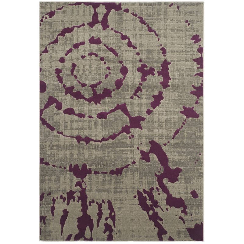 Safavieh  Porcello Abstract Contemporary Light Grey/ Purple Rug (6' x 9')