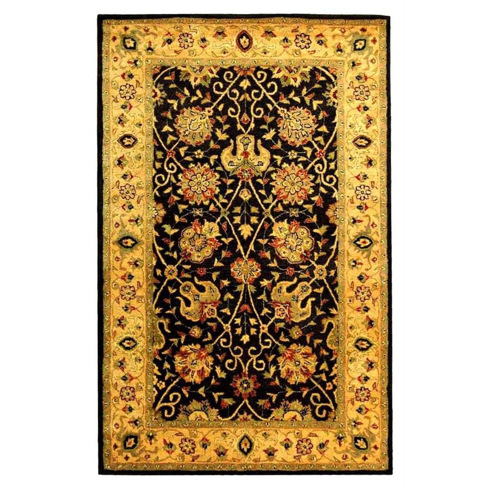 Safavieh  Antiquities Collection AT21B Handmade Traditional Oriental Black Wool Oval Area Rug 7'6" x 9'6" Oval 7'6", 9'6", Black