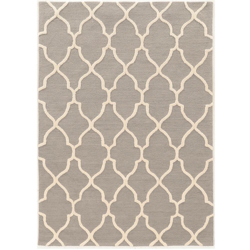 Linon Hand Tufted TRIO Geo Gray with Cream Polyester Rug (5' X 7')