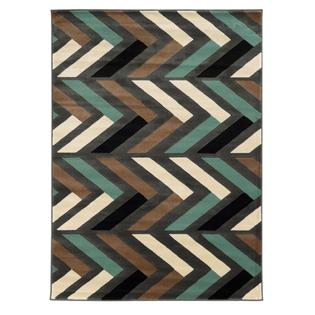 Linon Home Decor Products Inc Roma Herringbone Gray Turquoise 5