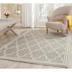 SAFAVIEH Amherst Collection AMT414B Trellis Non-Shedding Living Room Bedroom Dining Home Office Area Rug, 7 x 7 Square, Light Gr