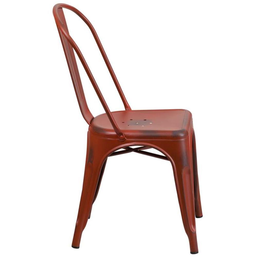 Flash Furniture  ET-3534-RD-GG Distressed Kelly Red Metal Indoor Stackable Chair