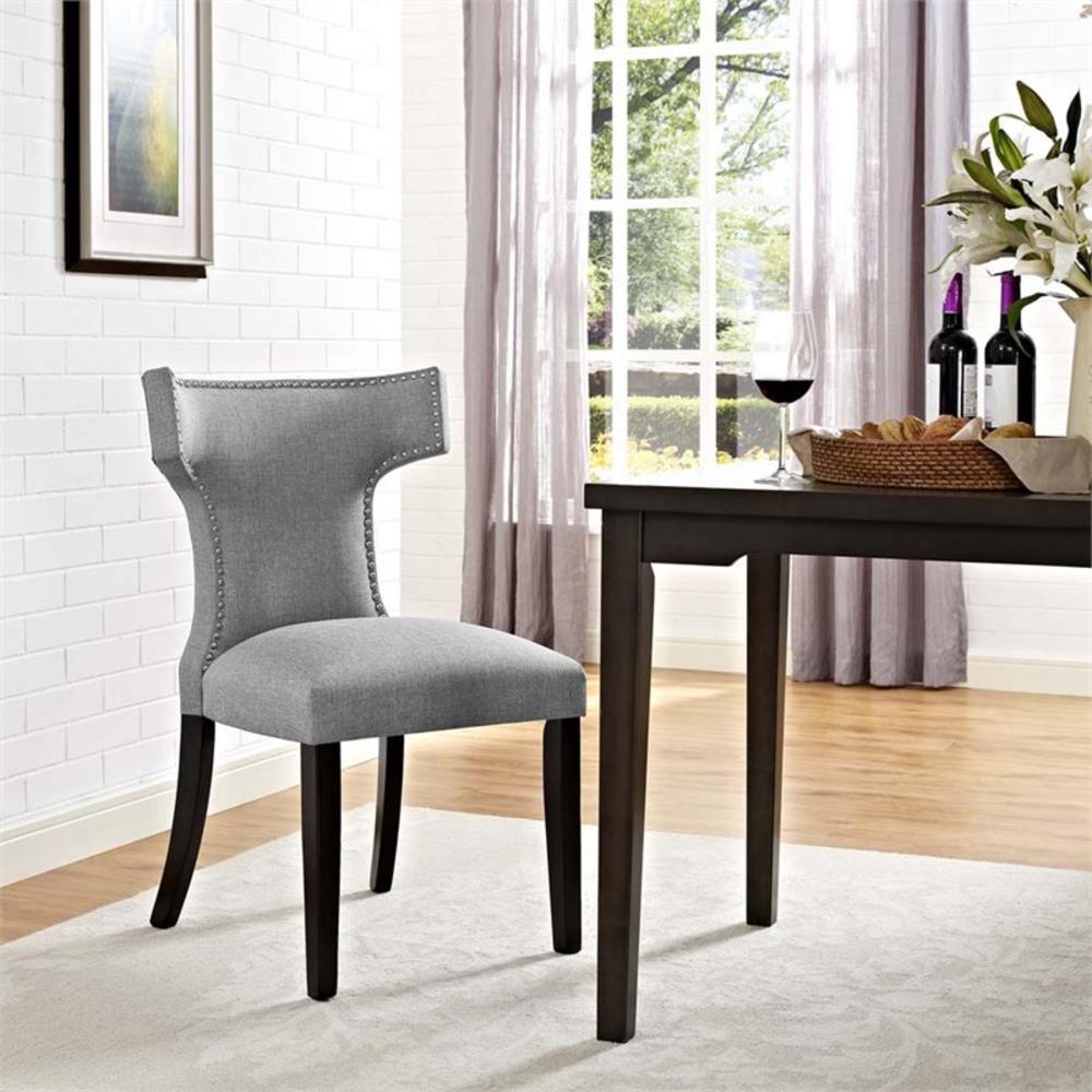 Modway  Furniture Curve Fabric Dining Chair in Light Gray black