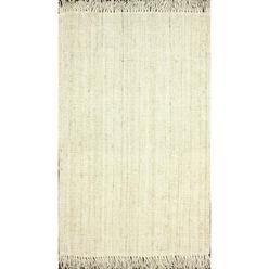 nuLOOM Hand Woven Chunky Natural Jute Farmhouse Area Rug, 7 ft 6 in x 9 ft 6 in, Off-white