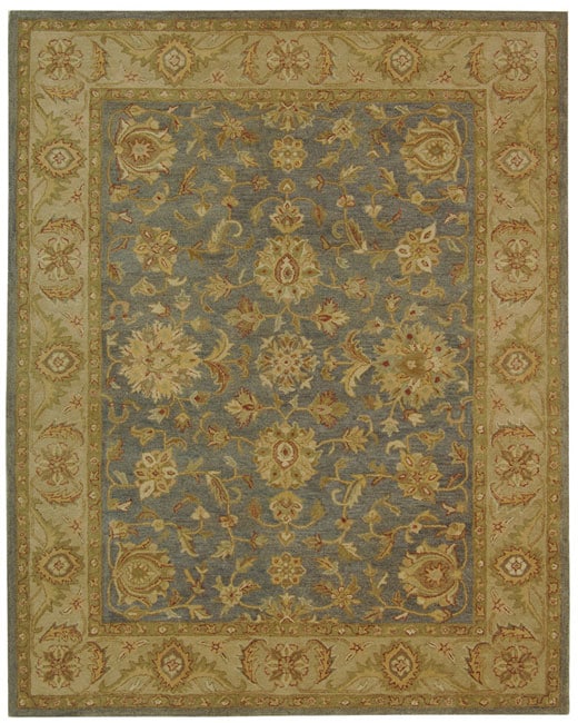Safavieh  Antiquities AT312A Rug - Tufted - Traditional - 90" Length x 114" Width - Rectangle - Beige, Blue - Wool