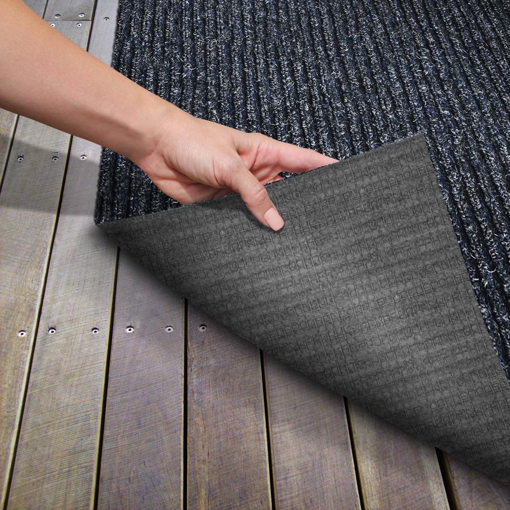 House, Home and More Heavy-Duty Ribbed Indoor/Outdoor Carpet with Rubber Marine Backing - Stormy Blue - 6' x 25'