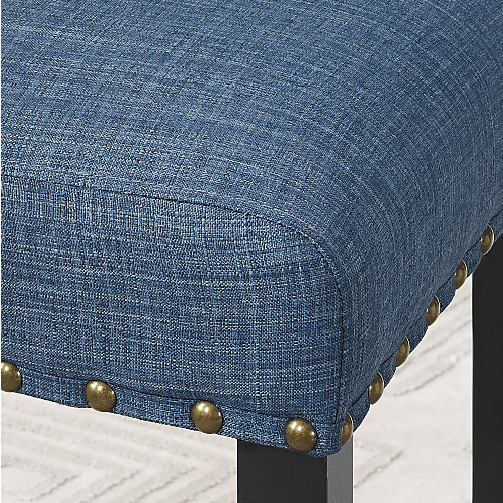 Furnituremaxx Biony Blue Fabric Dining Chairs with Nailhead Trim Set of 2, Blue
