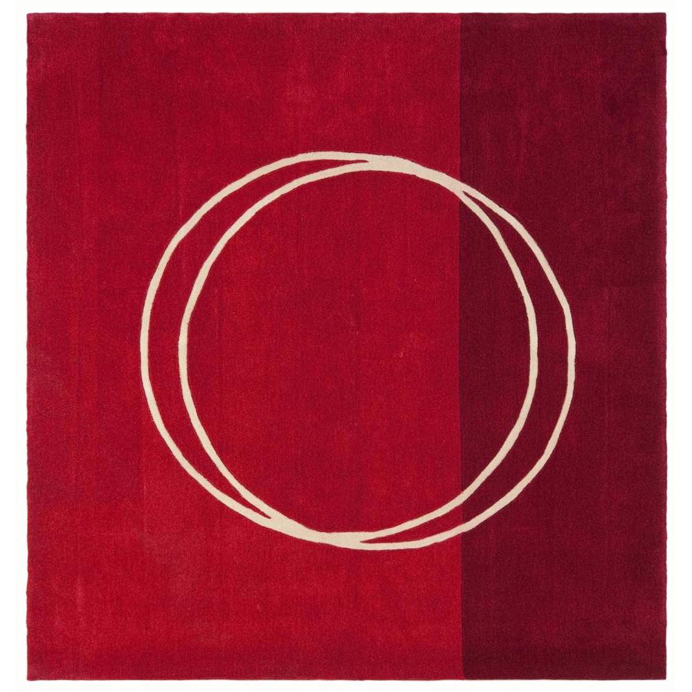 Safavieh Handmade Rodeo Drive Circle of Life Red/ Ivory N.Z. Wool Rug (8' Square)