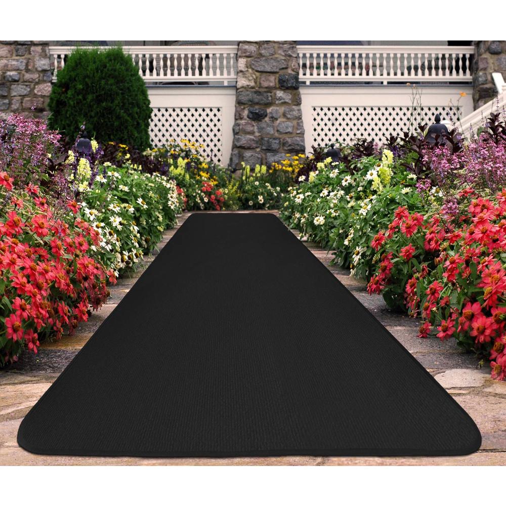 House, Home and More Outdoor Carpet Runner - Black - 3' x 10'