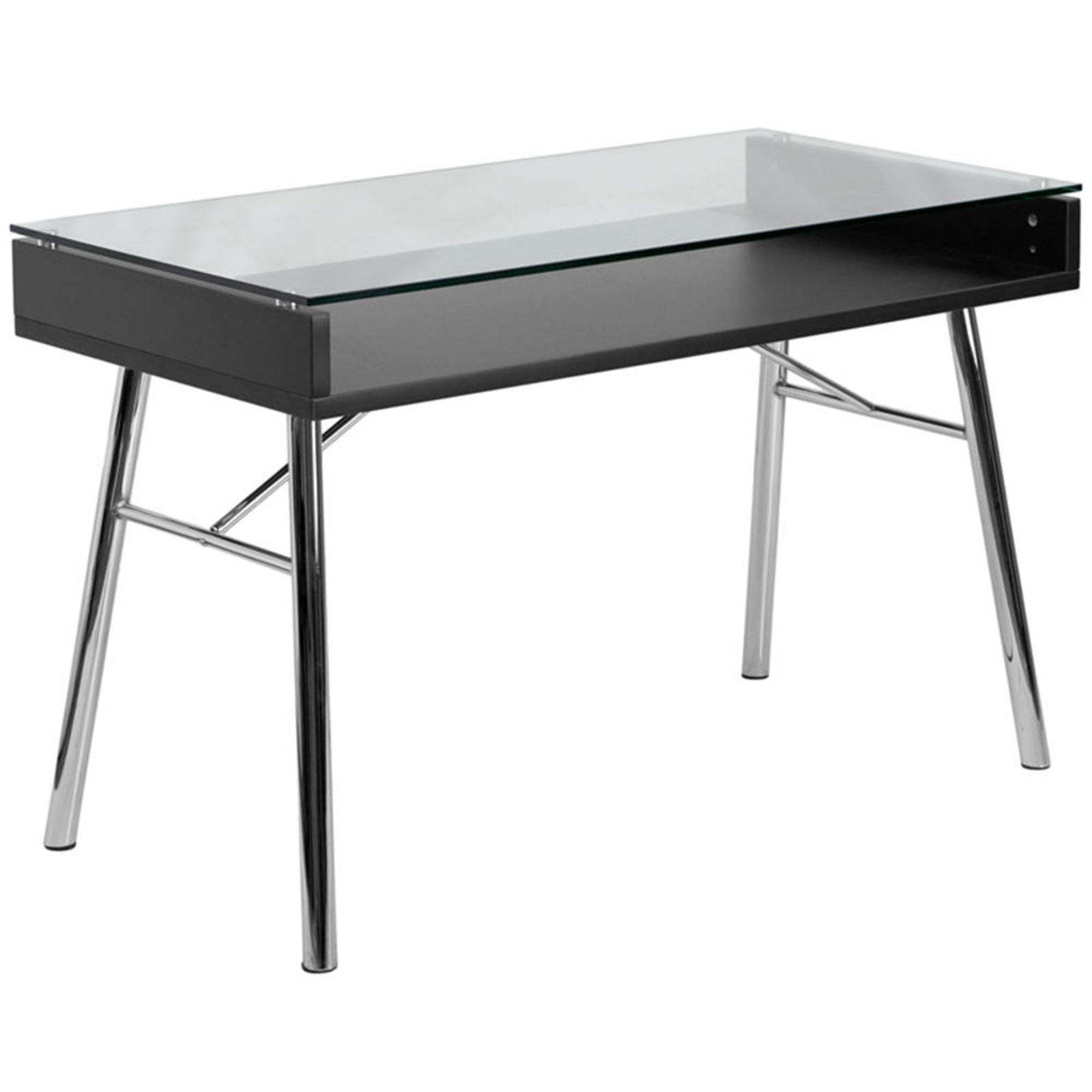 Flash Furniture Brettford Computer Desk with Tempered Glass Top - Black