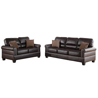 Poundex Bonded Leather 2pc Sofa And