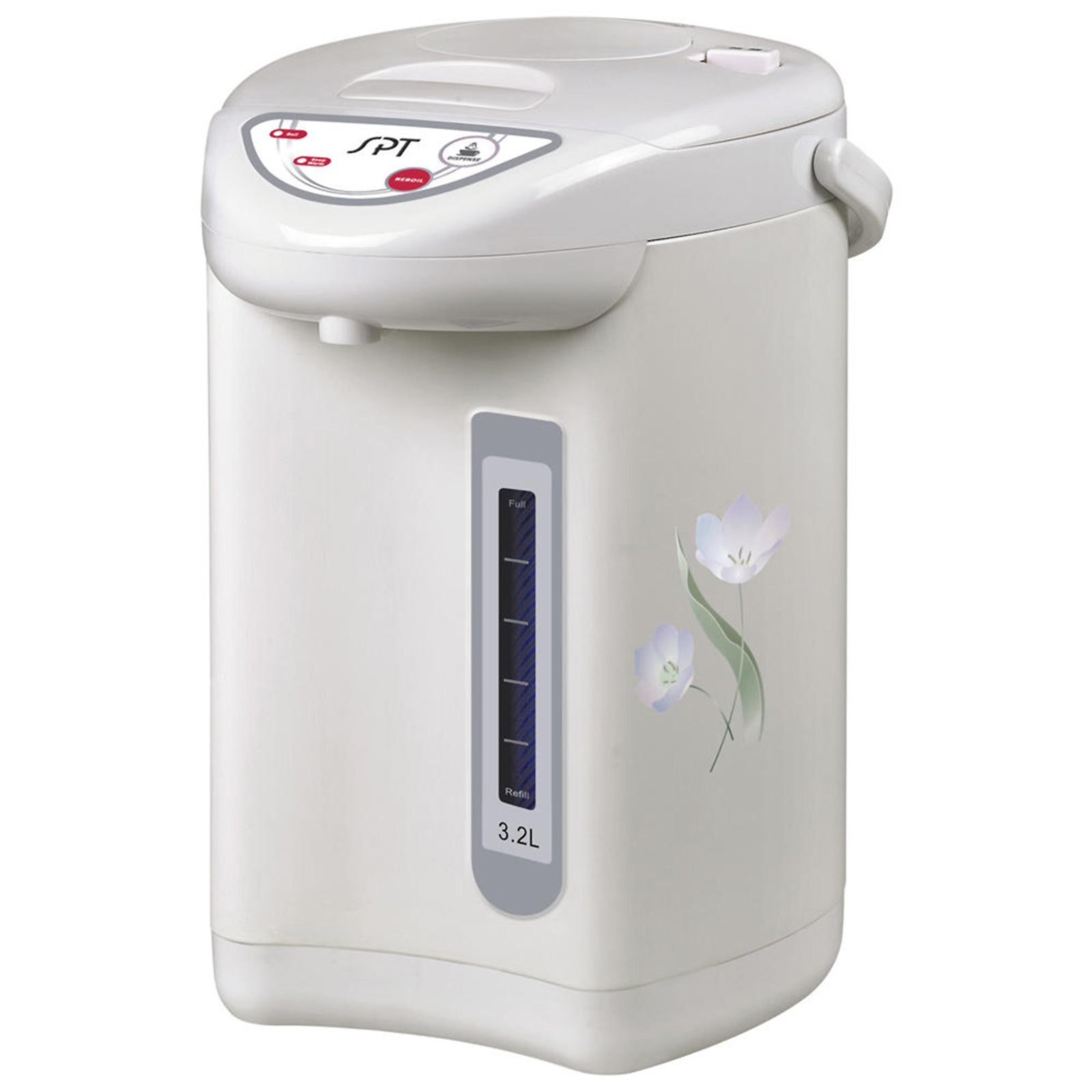 Sunpentown SP3201 SP-3201 3.2L Floral Hot Water Dispenser with 1-Touch Auto Dispense – White