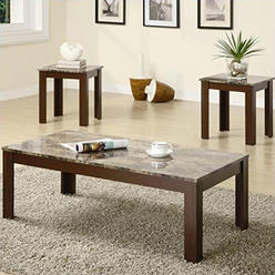 Coaster Rhodes 3-piece Faux Marble Top Occasional Set Brown