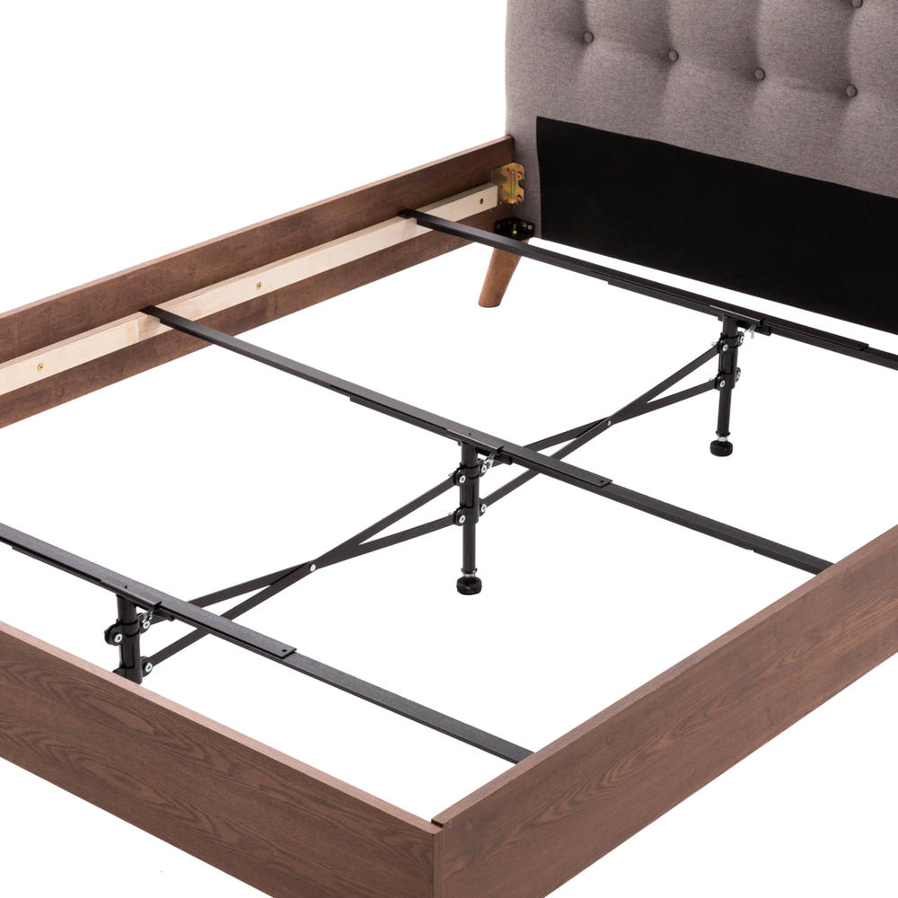 Malouf Steel Bed Frame with Adjustable Center Support - Black