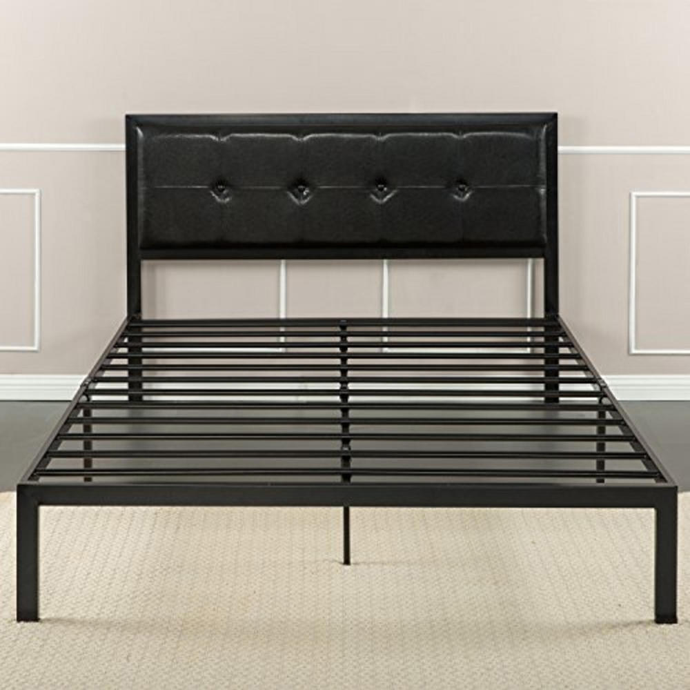 Zinus Classic Steel Queen Platform Bed Frame with Faux Leather Headboard