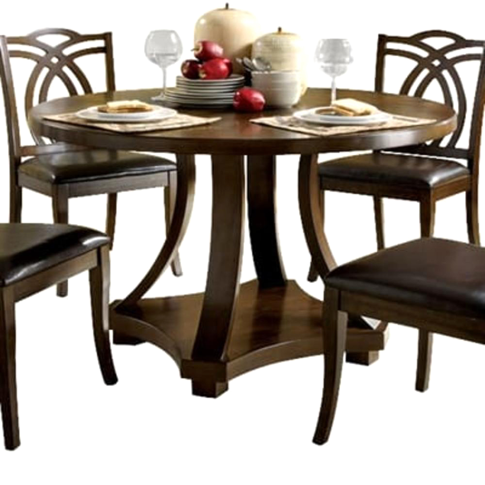 Furniture of America Keukenhof Round Dining Table - Dark Walnut