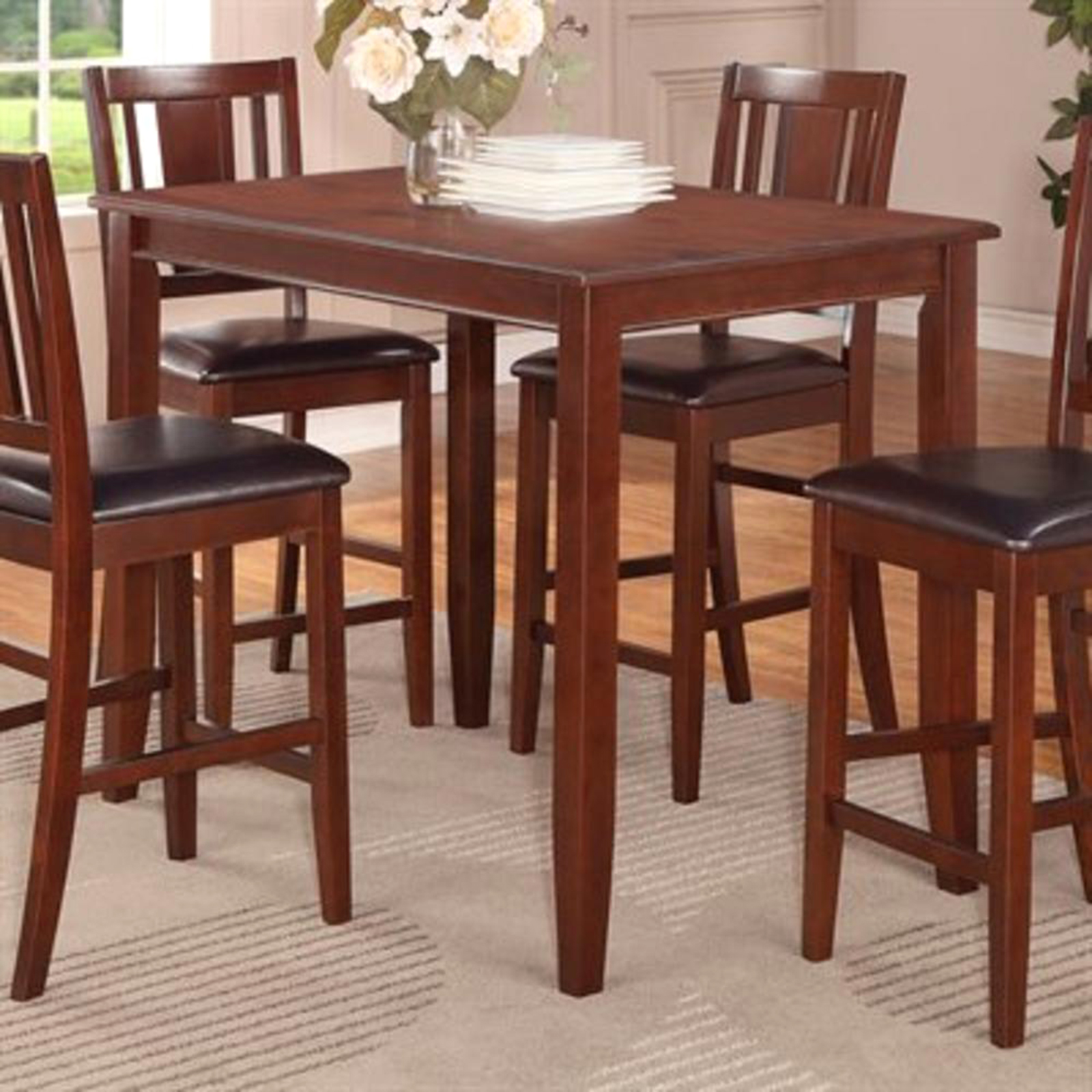 East West Furniture Buckland Counter Height Dining Table - Mahogany