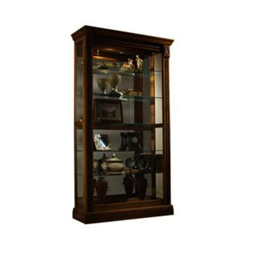 Pulaski 16" Wood Mirrored 2-Way Sliding Curio Cabinet - Estate Oak