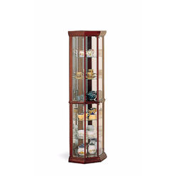 Coaster Home Furnish glass corner curio cabinet with 6-Shelf Medium Brown