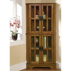Coaster 950185 4 Shelf Corner Curio Cabinet with Windowpane - Style Door Fronts