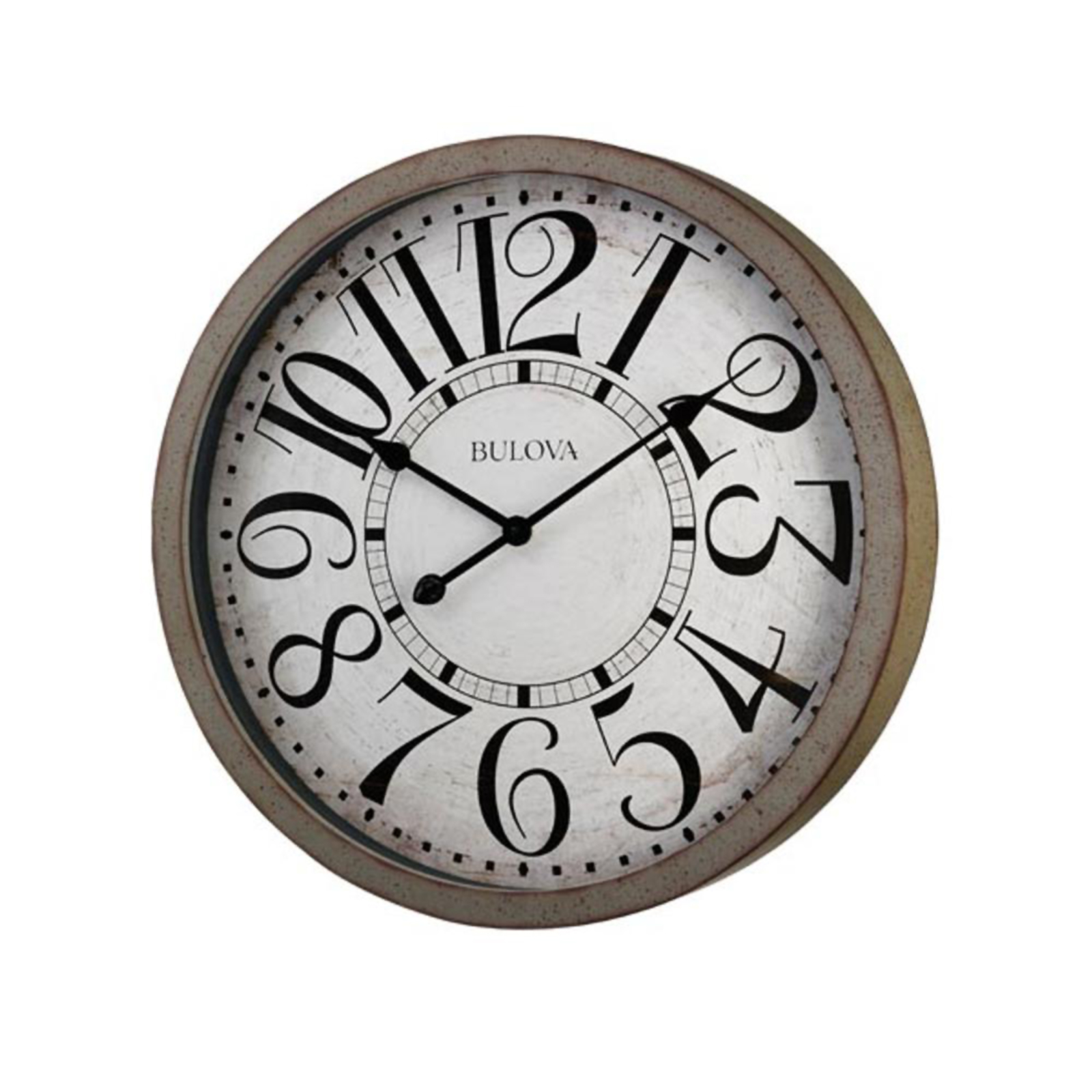 Bulova Westwood Round Wooden Wall Clock - Antique Gray