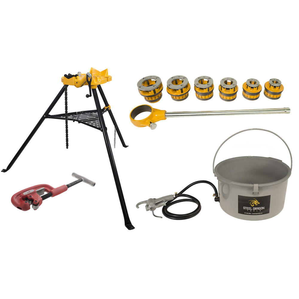Steel Dragon Tools 12-R Threader Kit with Oiler Bucket, Tripod Chain Vise and Cutter