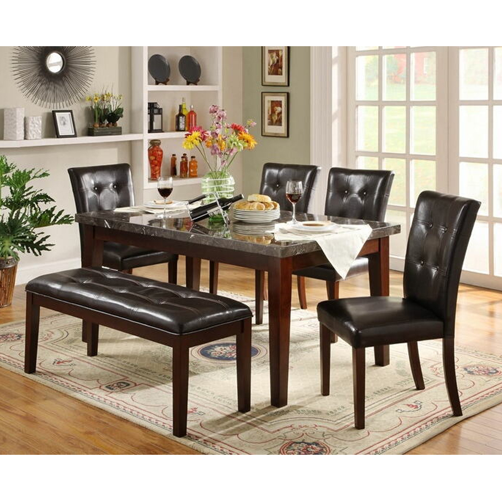 Homelegance Decatur Dining Table With Faux-Marble Top - Espresso