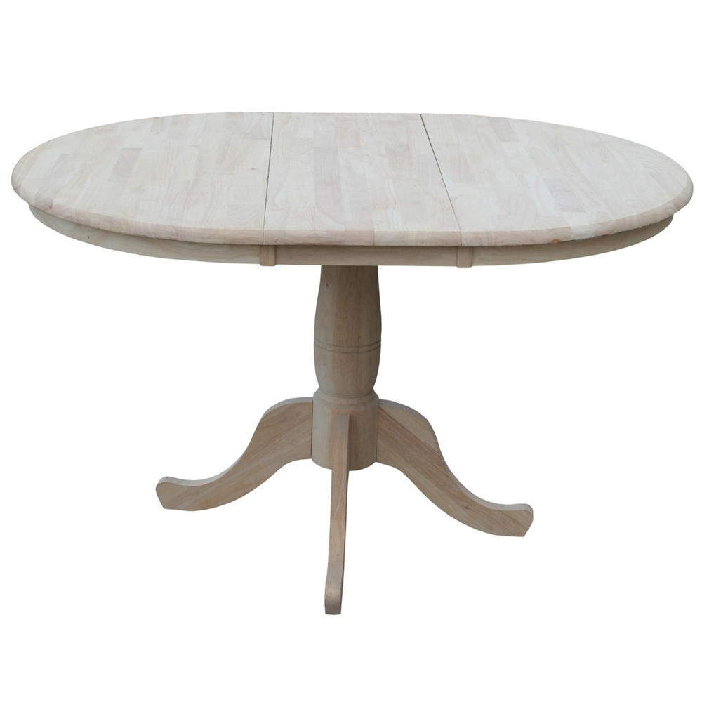 International Concepts 36" Round Dining Table with 12" Leaf - Unfinished