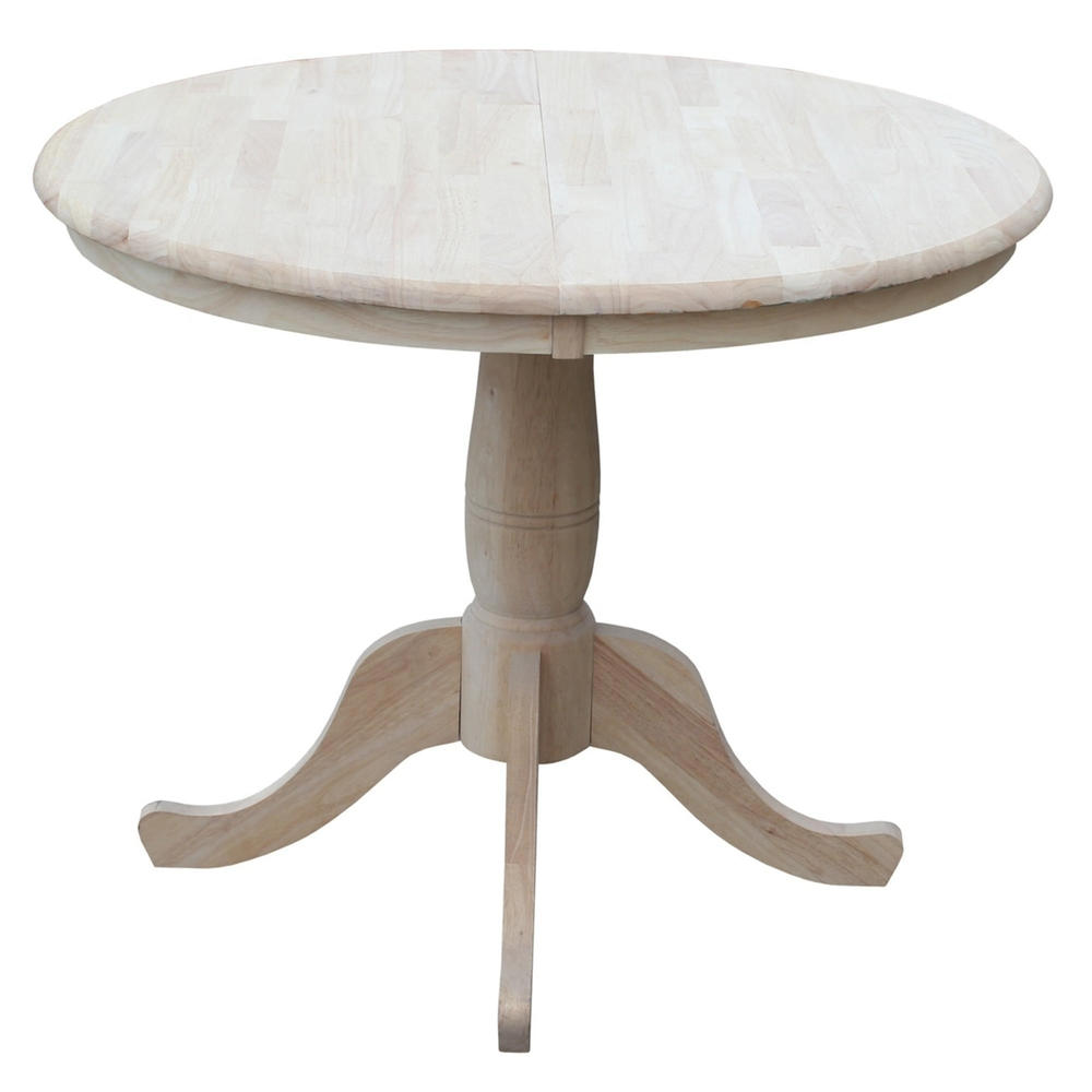 International Concepts 36" Round Dining Table with 12" Leaf - Unfinished