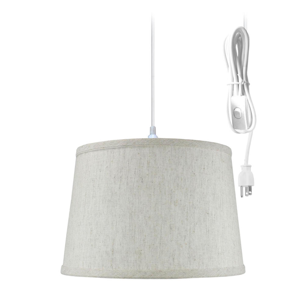 HOME Concept 1-Light Swag Plug-In Pendant with Drum Shade - Textured Oatmeal
