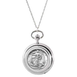 American UPM GLOBAL 14180 Silver Walking Liberty Half Dollar Coin Pocket Watch Coin Pendant Necklace
