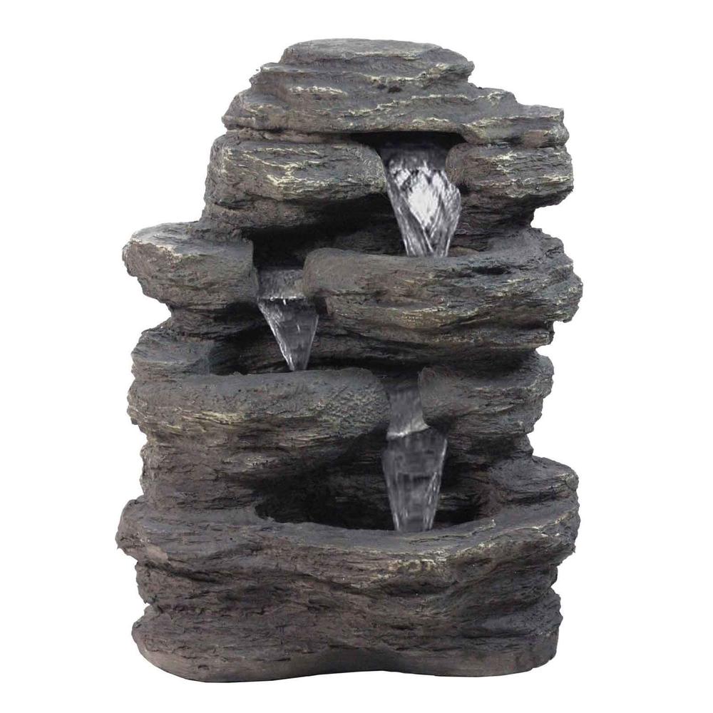 Northlight LED Lighted Multi-Tiered Rock Look Polyresin Water Fountain with Suction Cups
