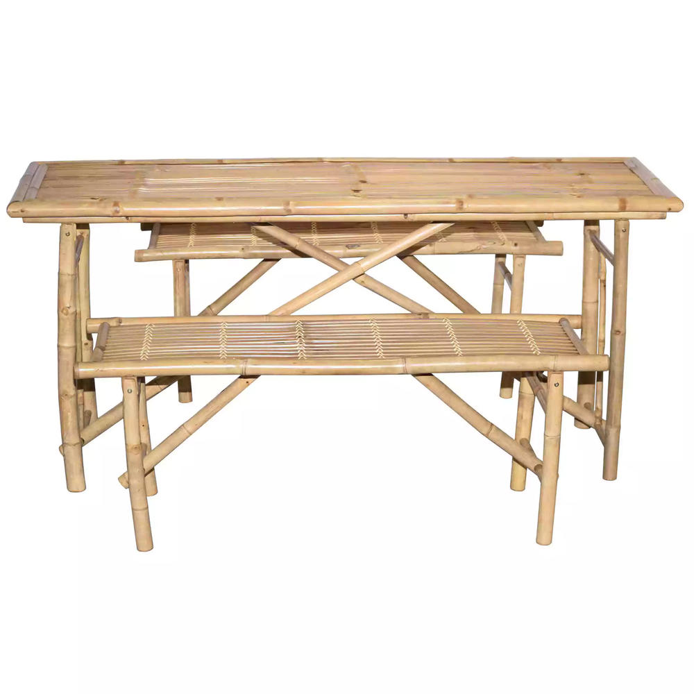 Bamboo 54 3pc. Bamboo Folding Picnic Table and Bench Set