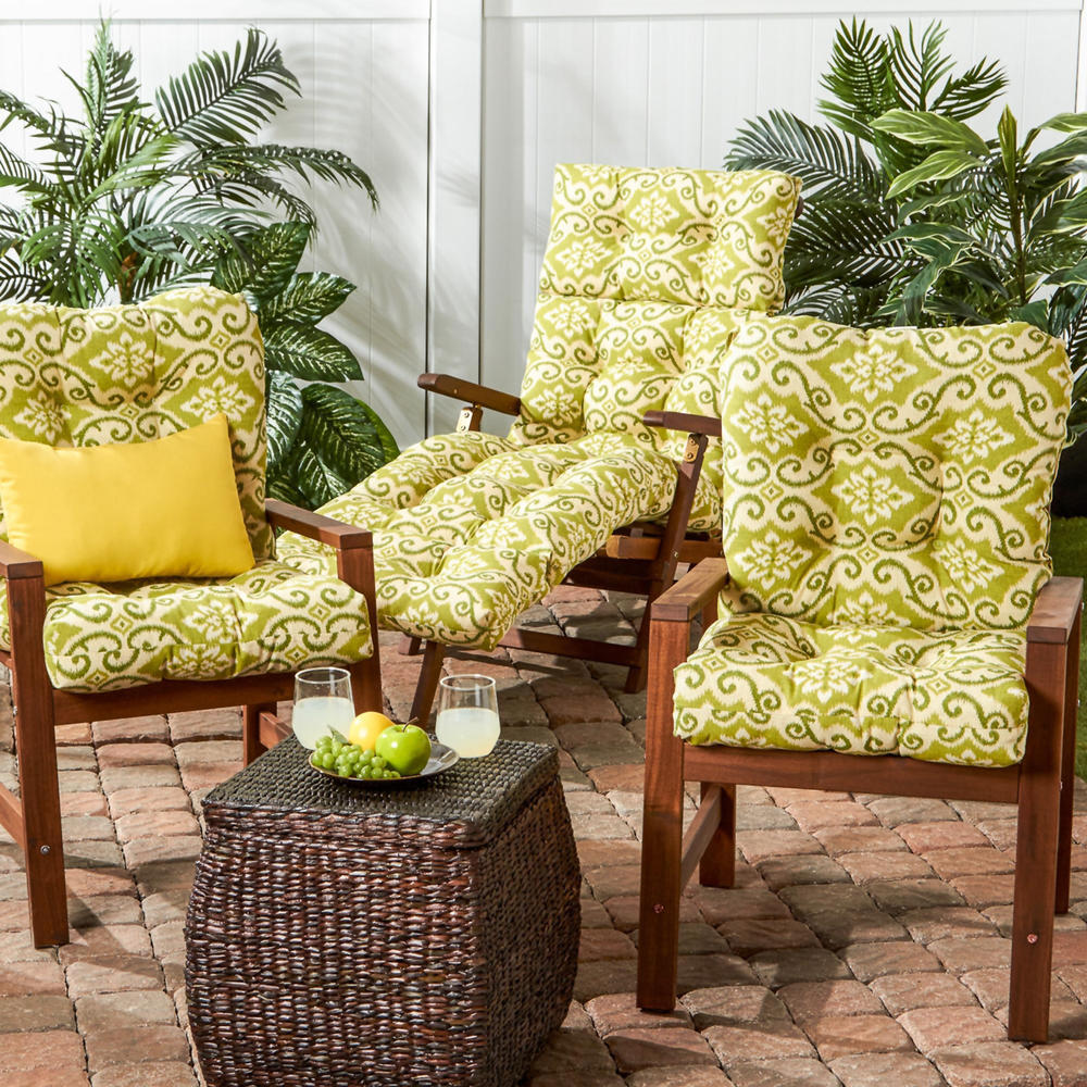 Greendale Home Fashions Set of 2 Outdoor Seat/Back Chair Cushions - Green Ikat