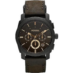 Fossil FS4656 Stainless Steel Case Leather Strap Chronograph Dark Brown Dial Display Watch