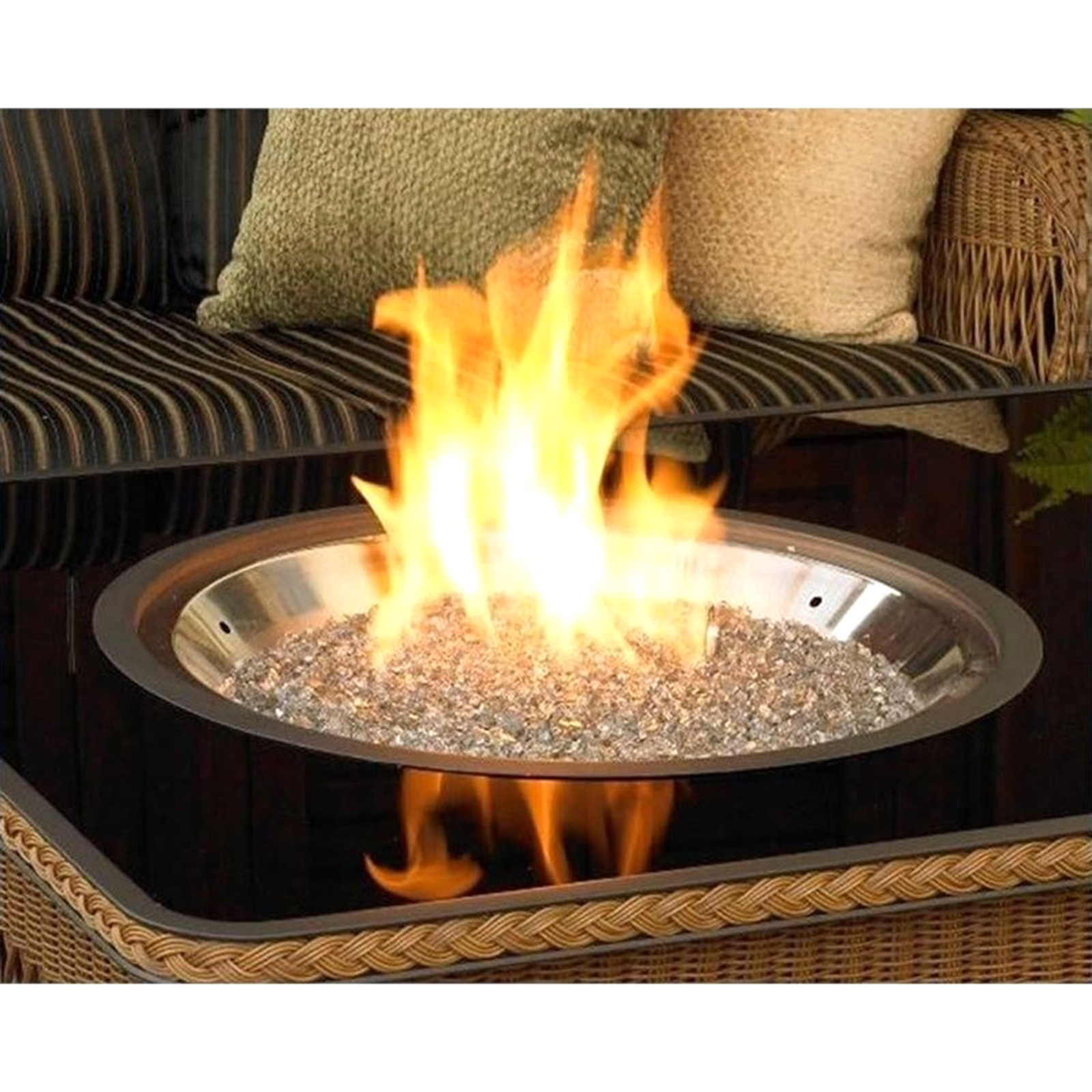 Outdoor GreatRoom company 21" Stainless Steel Crystal Natural Gas Outdoor Firepit