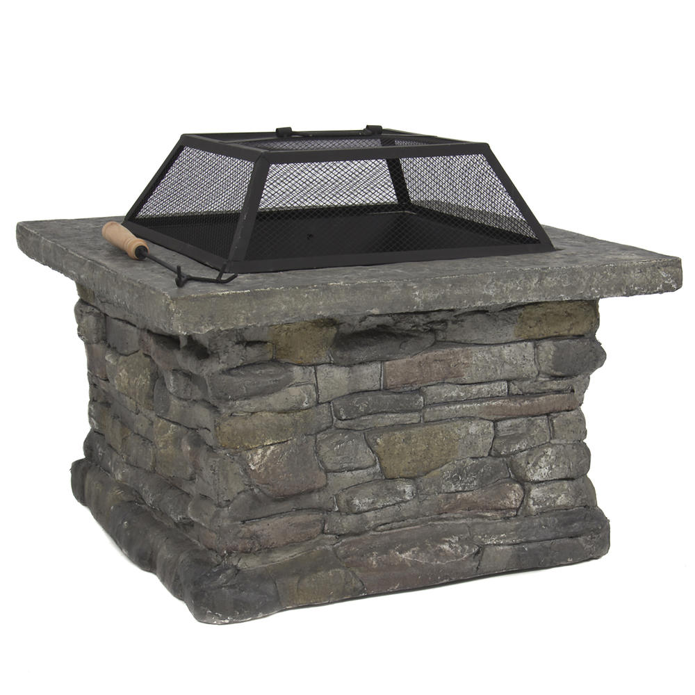 Best Choice Products Elegant 29" Outdoor Patio Fire Pit with Stone Base