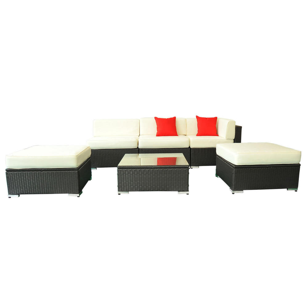 Outsunny 6pc. Polyethylene Rattan Outdoor Sectional Patio Furniture Set - Dark Coffee