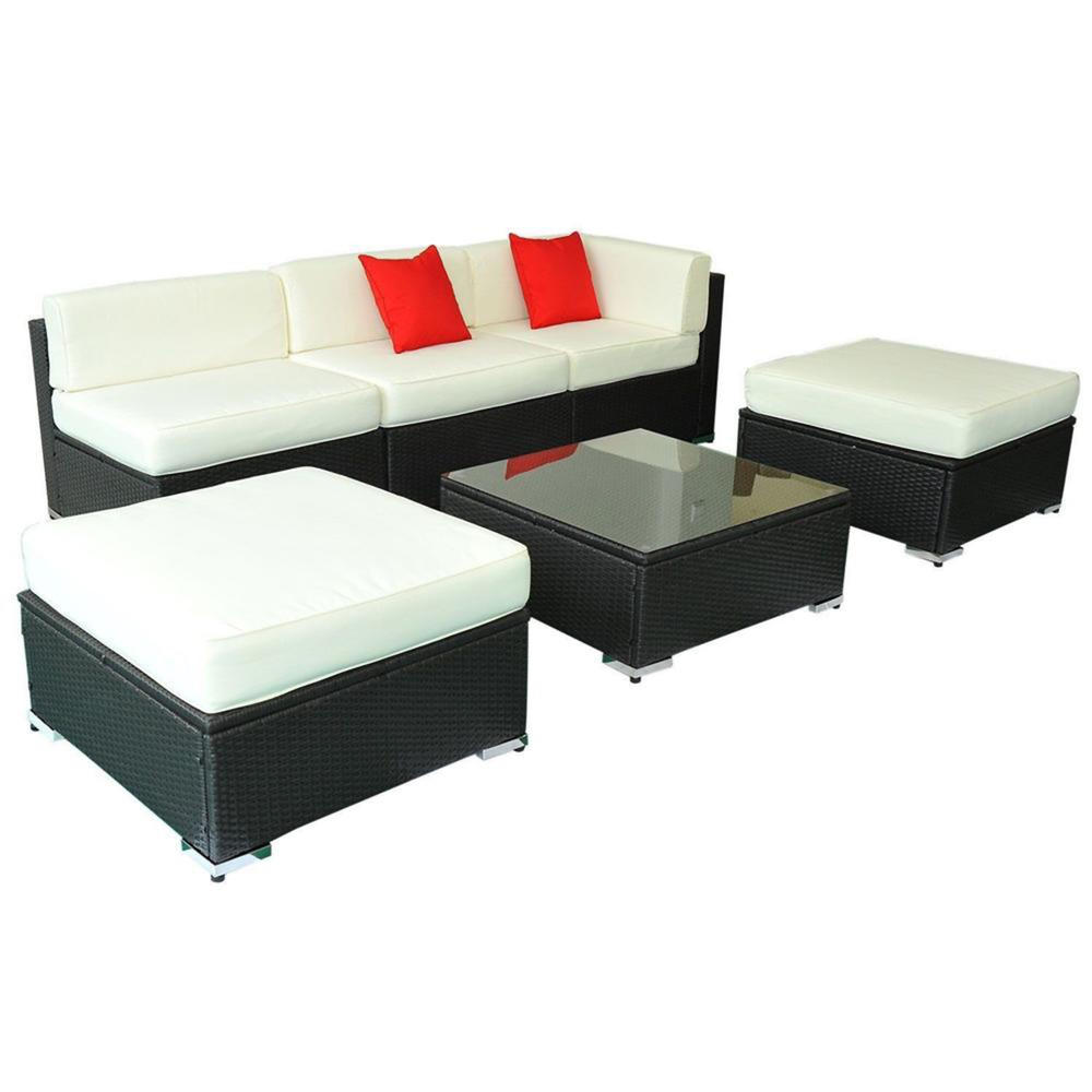 Outsunny 6pc. Polyethylene Rattan Outdoor Sectional Patio Furniture Set - Dark Coffee