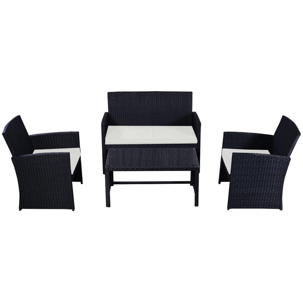 Costway 4pc. Wicker Rattan Patio Furniture Set with Cushions