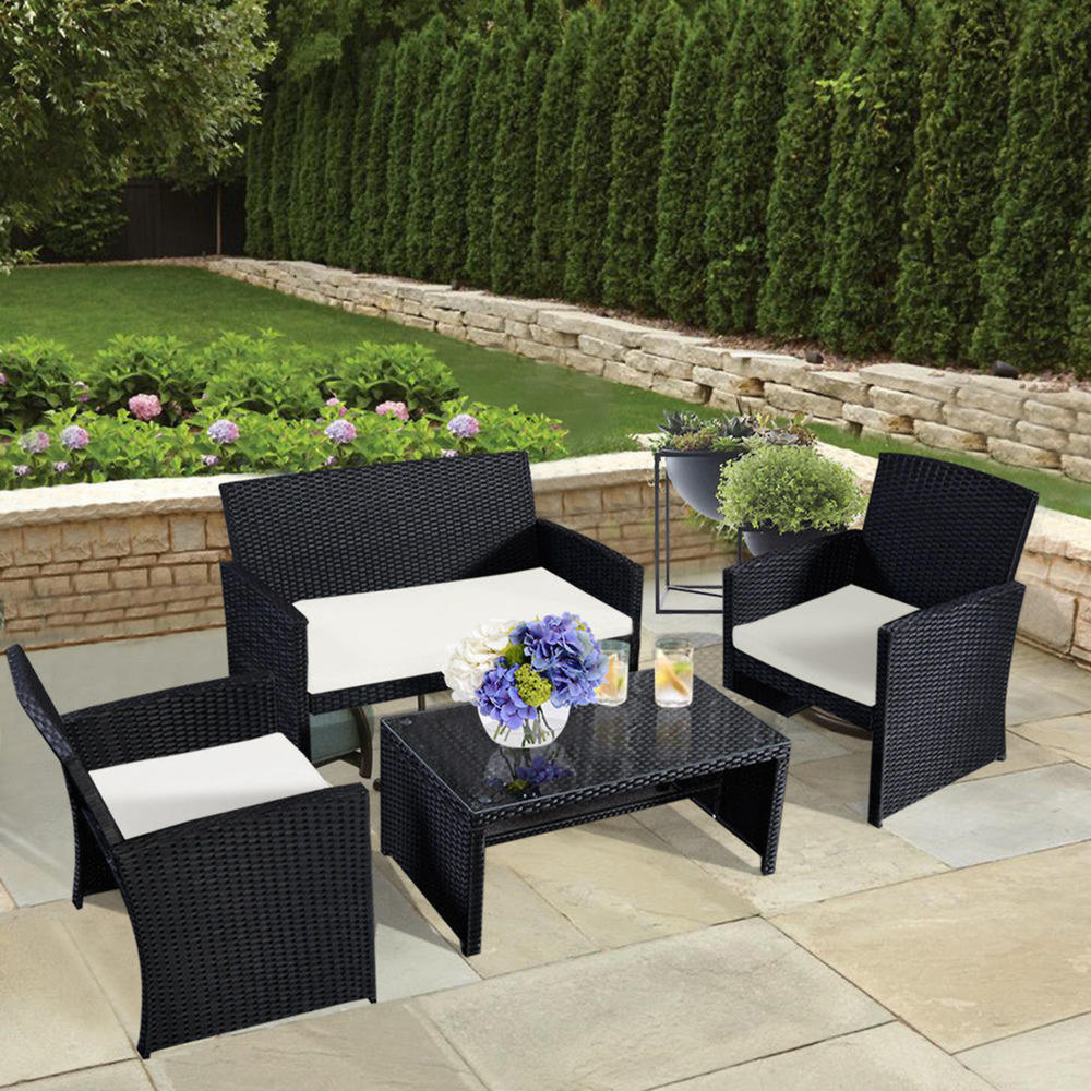 Costway 4pc. Wicker Rattan Patio Furniture Set with Cushions