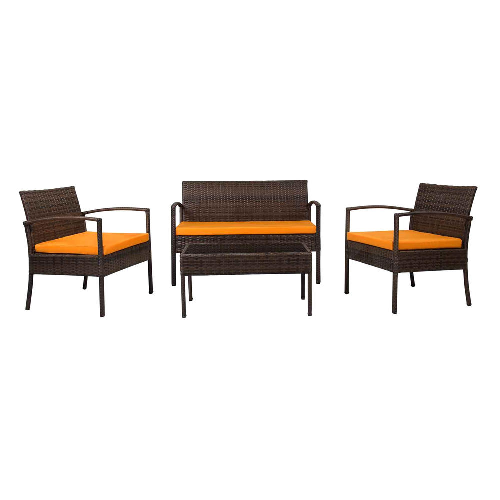 THE HOM Teaset 4pc. Wicker Conversation Set with Cushions